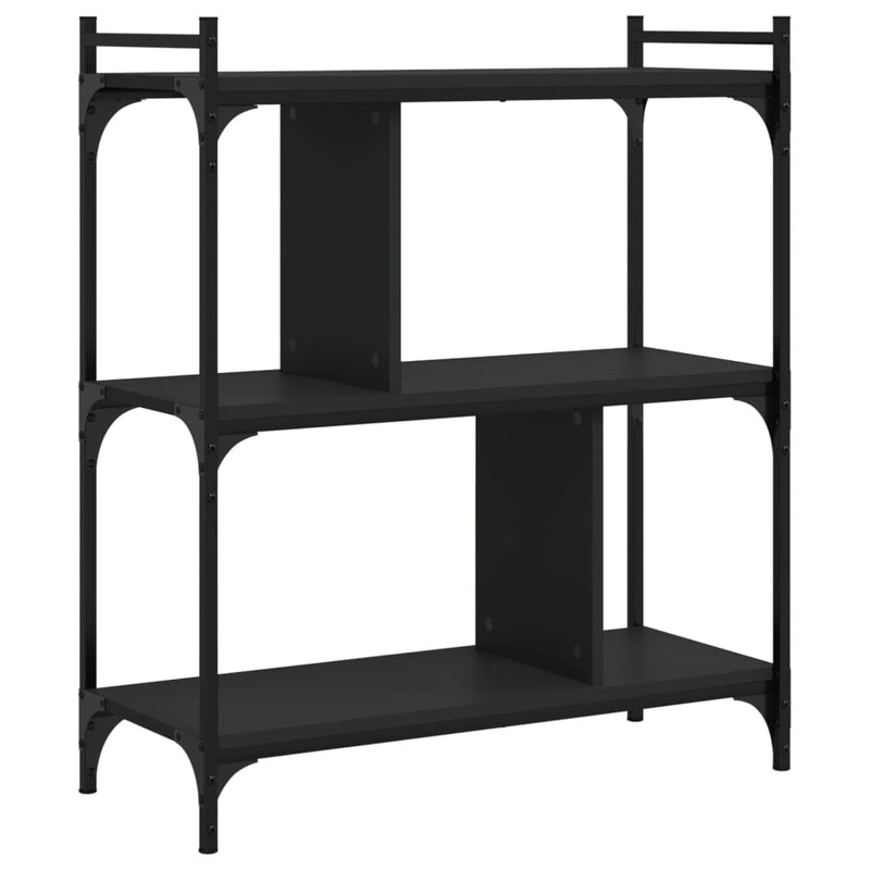 vidaXL 3 szintes fekete szerelt fa könyvespolc 76 x 32 x 88 cm