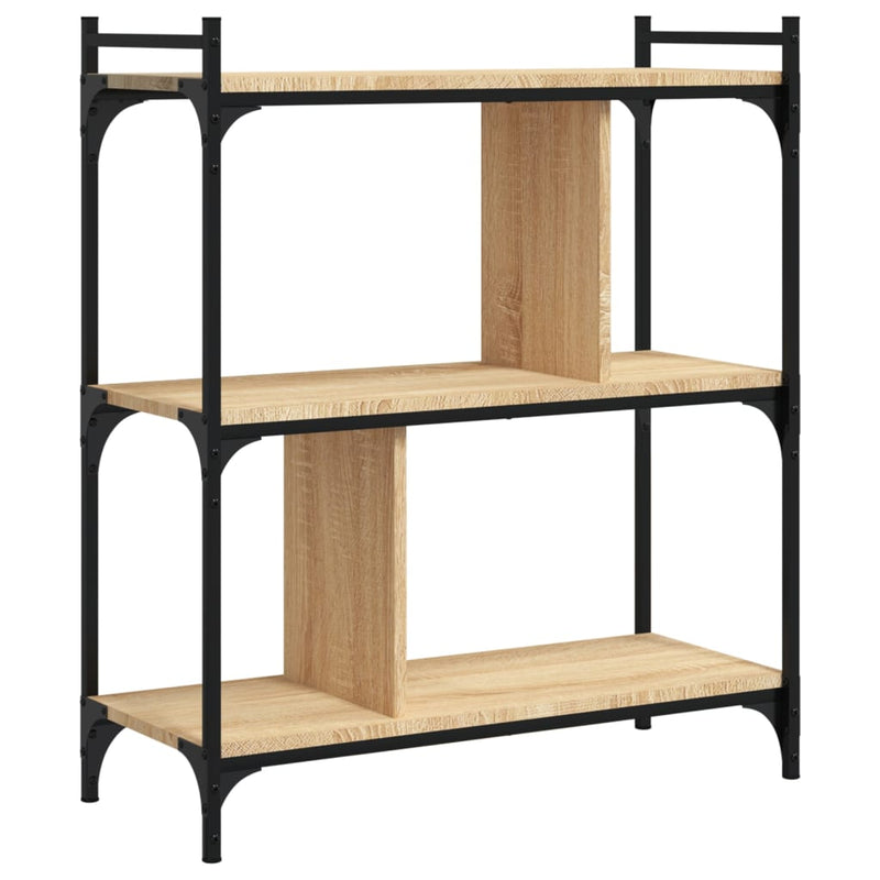 vidaXL 3 szintes sonoma tölgy színű fa könyvespolc 76 x 32 x 88 cm