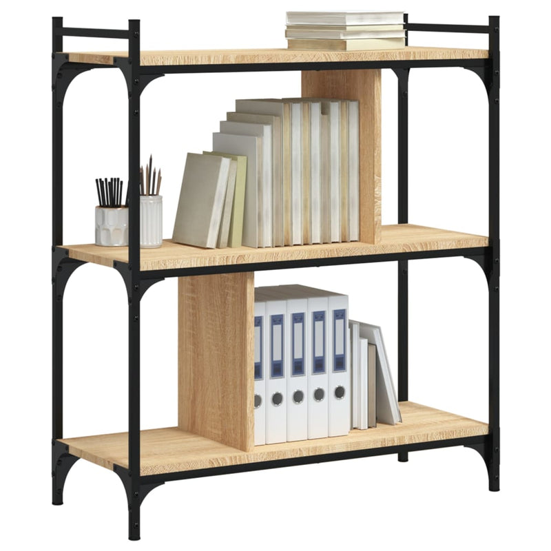 vidaXL 3 szintes sonoma tölgy színű fa könyvespolc 76 x 32 x 88 cm