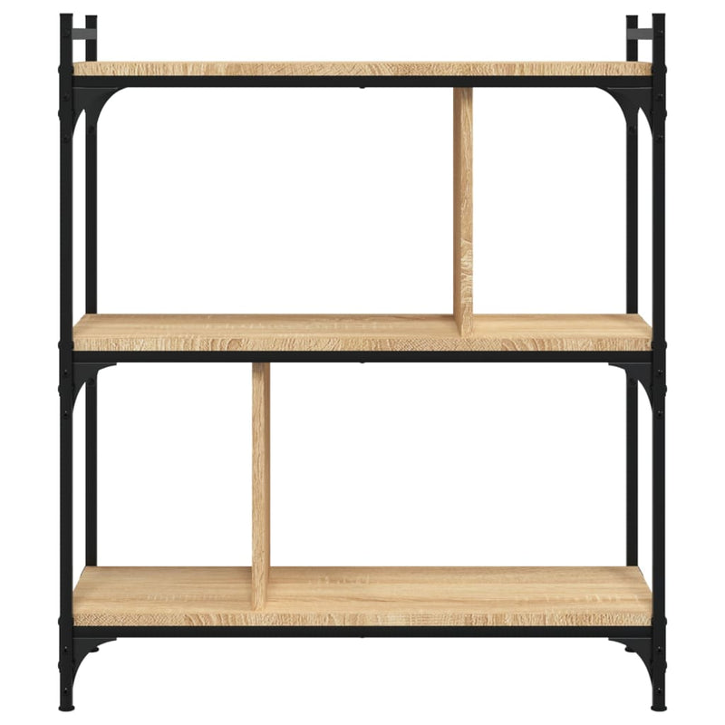 vidaXL 3 szintes sonoma tölgy színű fa könyvespolc 76 x 32 x 88 cm