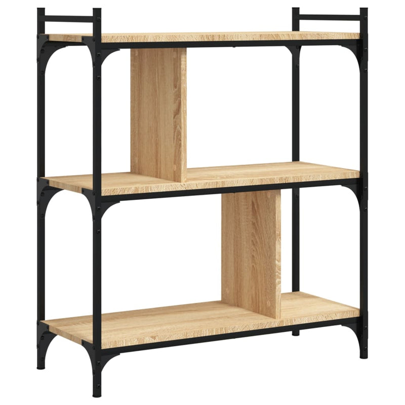 vidaXL 3 szintes sonoma tölgy színű fa könyvespolc 76 x 32 x 88 cm