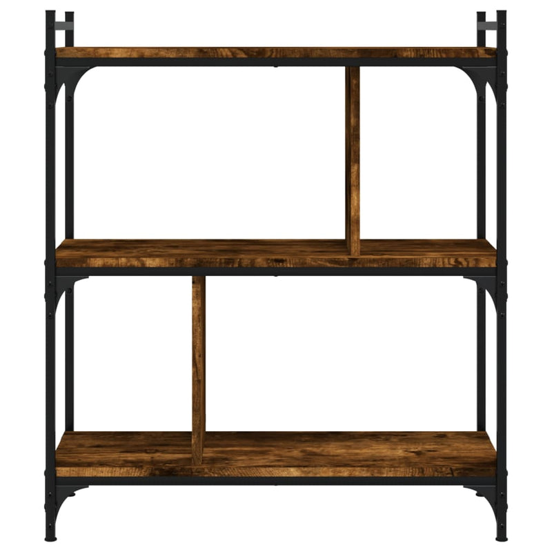 vidaXL 3 szintes füstös tölgy színű fa könyvespolc 76 x 32 x 88 cm