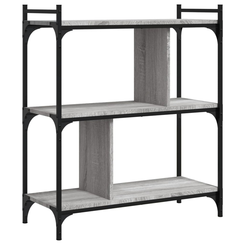 vidaXL 3 szintes szürke sonoma színű fa könyvespolc 76 x 32 x 88 cm