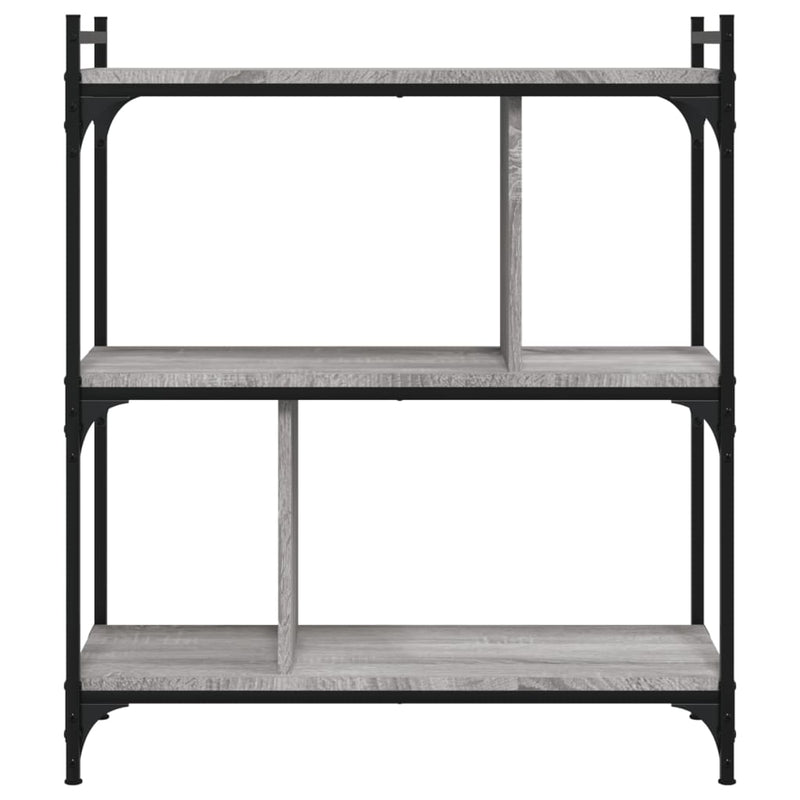 vidaXL 3 szintes szürke sonoma színű fa könyvespolc 76 x 32 x 88 cm