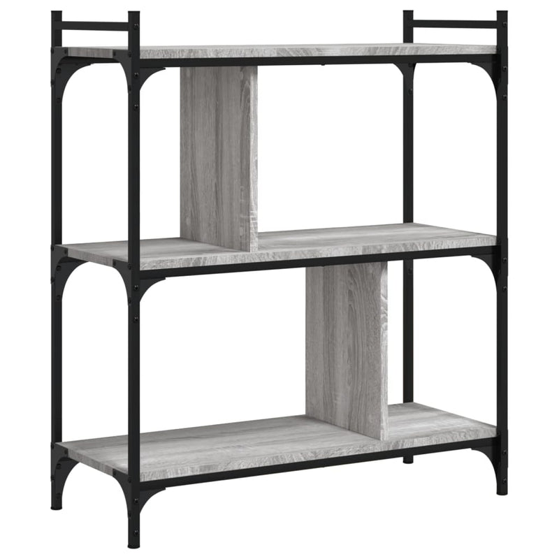 vidaXL 3 szintes szürke sonoma színű fa könyvespolc 76 x 32 x 88 cm