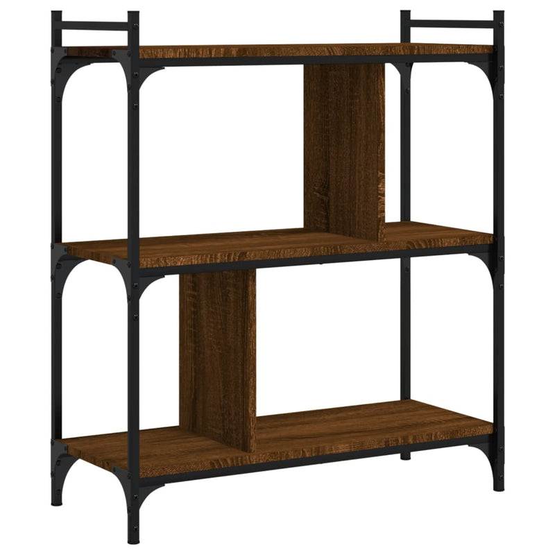 vidaXL 3 szintes barna tölgyszínű fa könyvespolc 76 x 32 x 88 cm