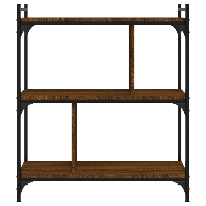 vidaXL 3 szintes barna tölgyszínű fa könyvespolc 76 x 32 x 88 cm