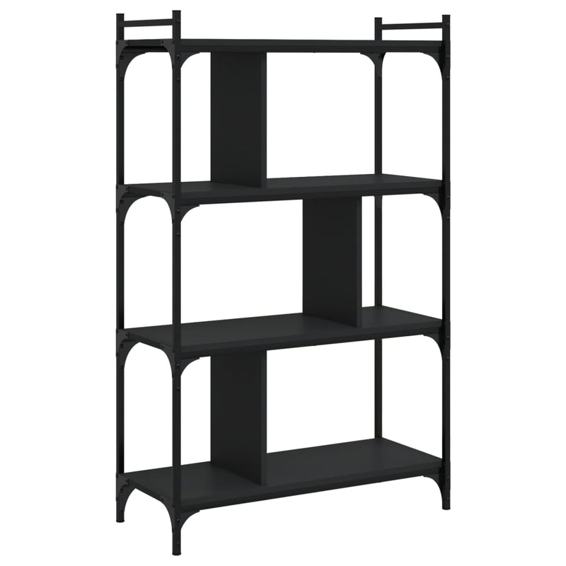 vidaXL 4 szintes fekete szerelt fa könyvespolc 76 x 32 x 123 cm