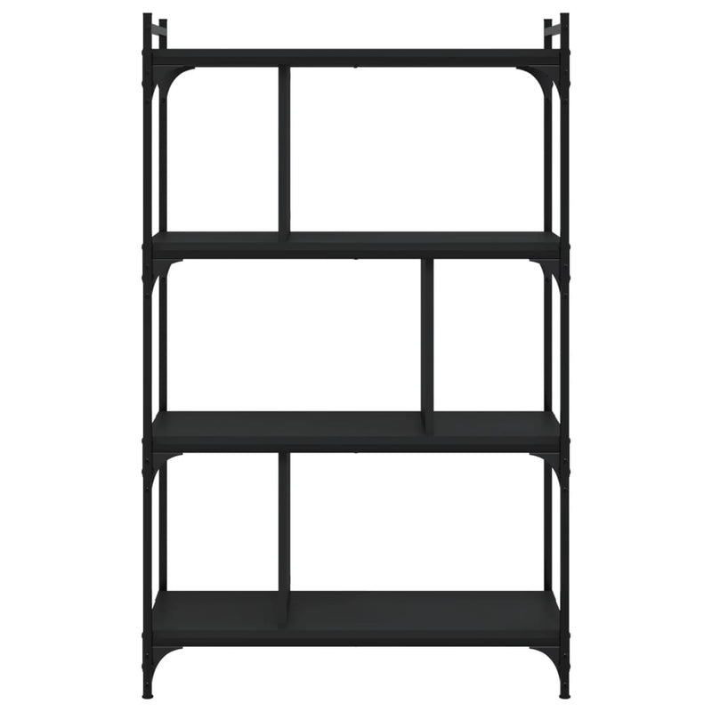 vidaXL 4 szintes fekete szerelt fa könyvespolc 76 x 32 x 123 cm