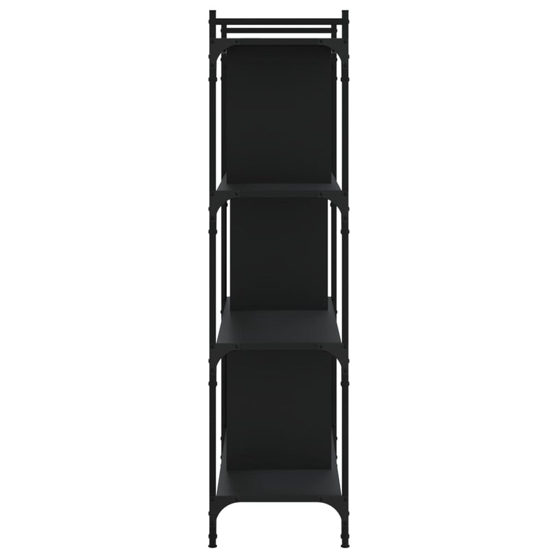 vidaXL 4 szintes fekete szerelt fa könyvespolc 76 x 32 x 123 cm