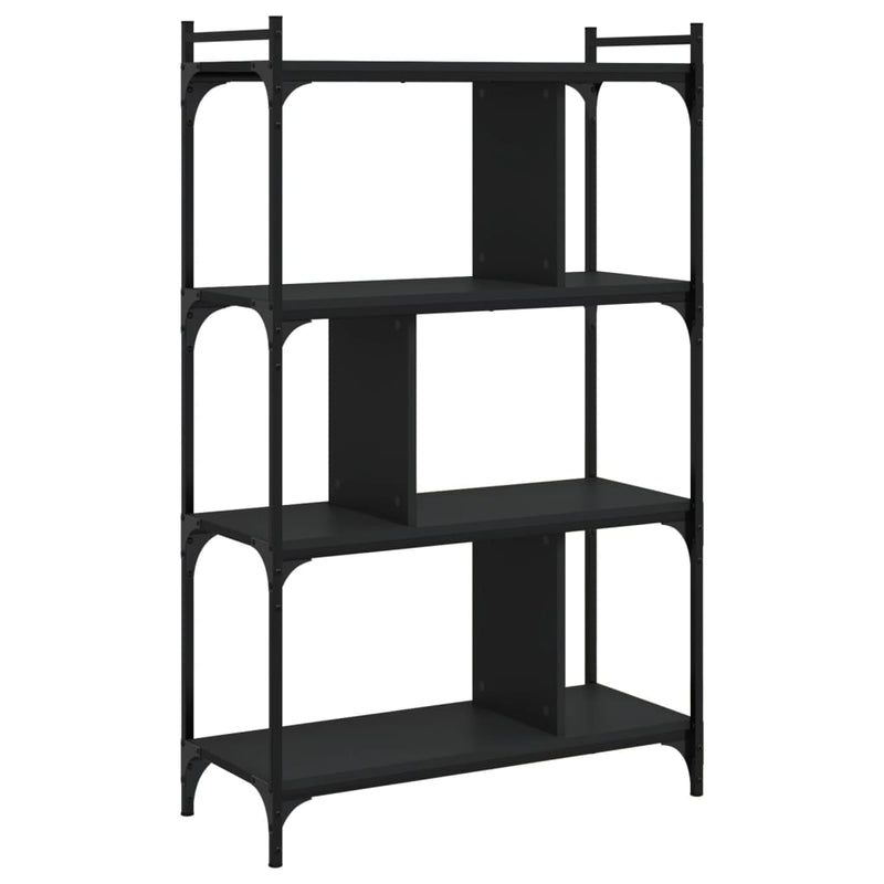 vidaXL 4 szintes fekete szerelt fa könyvespolc 76 x 32 x 123 cm