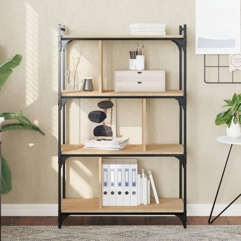 vidaXL 4 szintes sonoma tölgy színű fa könyvespolc 76 x 32 x 123 cm