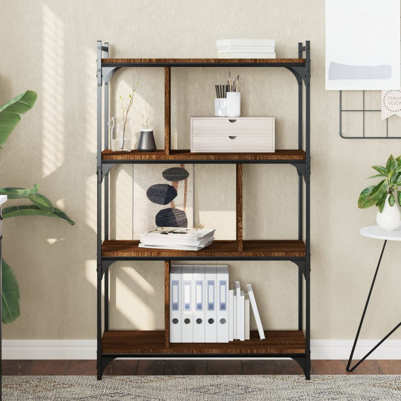 vidaXL 4 szintes barna tölgyszínű fa könyvespolc 76 x 32 x 123 cm