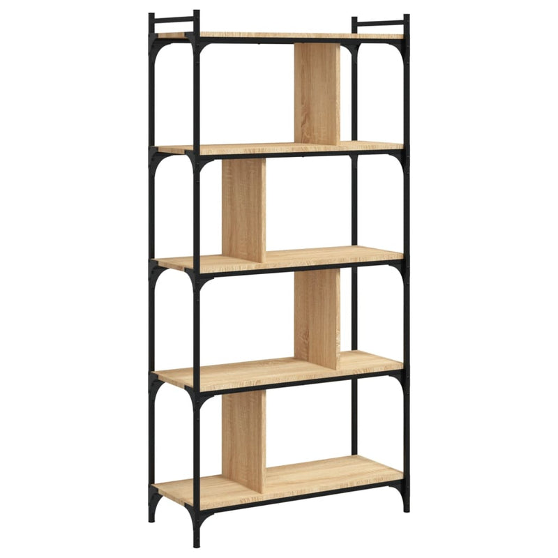 vidaXL 5 szintes sonoma tölgy színű fa könyvespolc 76 x 32 x 158 cm