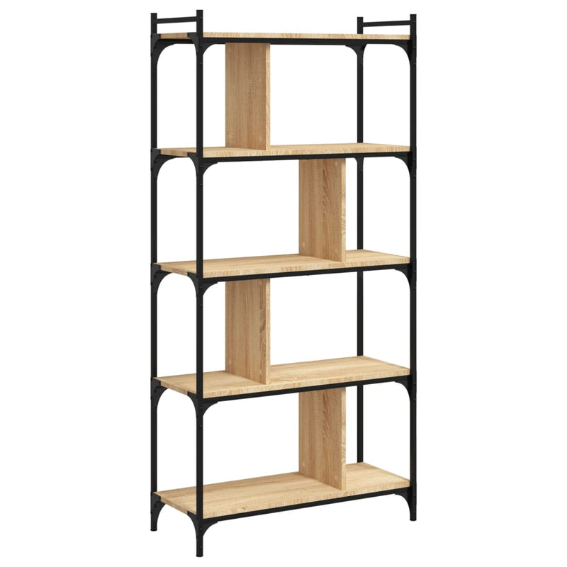 vidaXL 5 szintes sonoma tölgy színű fa könyvespolc 76 x 32 x 158 cm