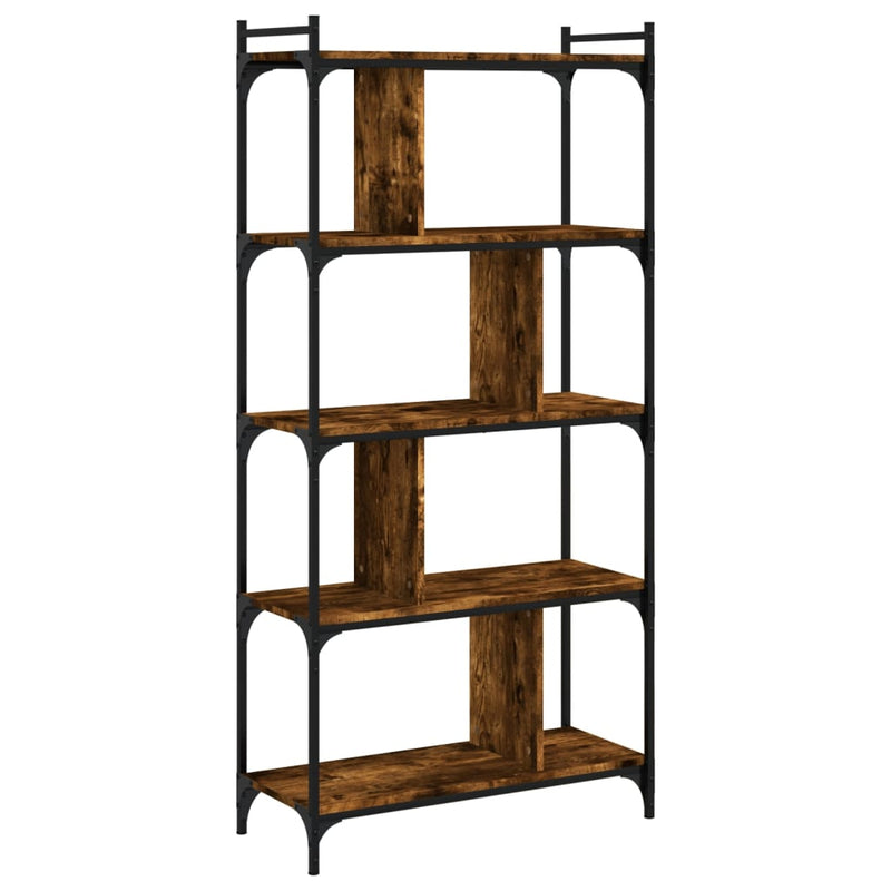 vidaXL 5 szintes füstös tölgy színű fa könyvespolc 76 x 32 x 158 cm