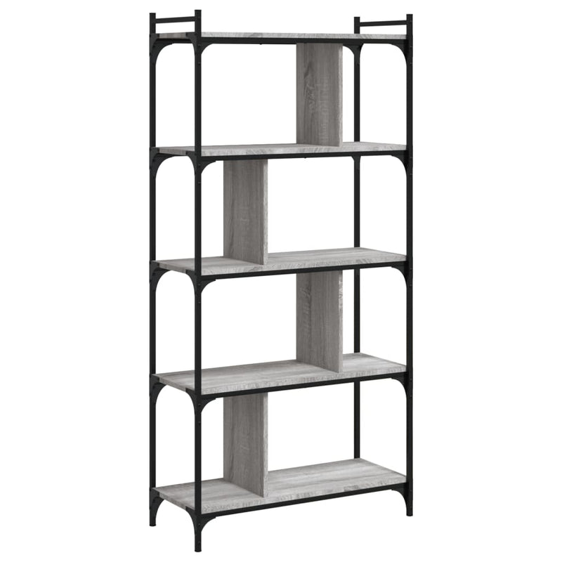 vidaXL 5 szintes szürke sonoma színű fa könyvespolc 76 x 32 x 158 cm