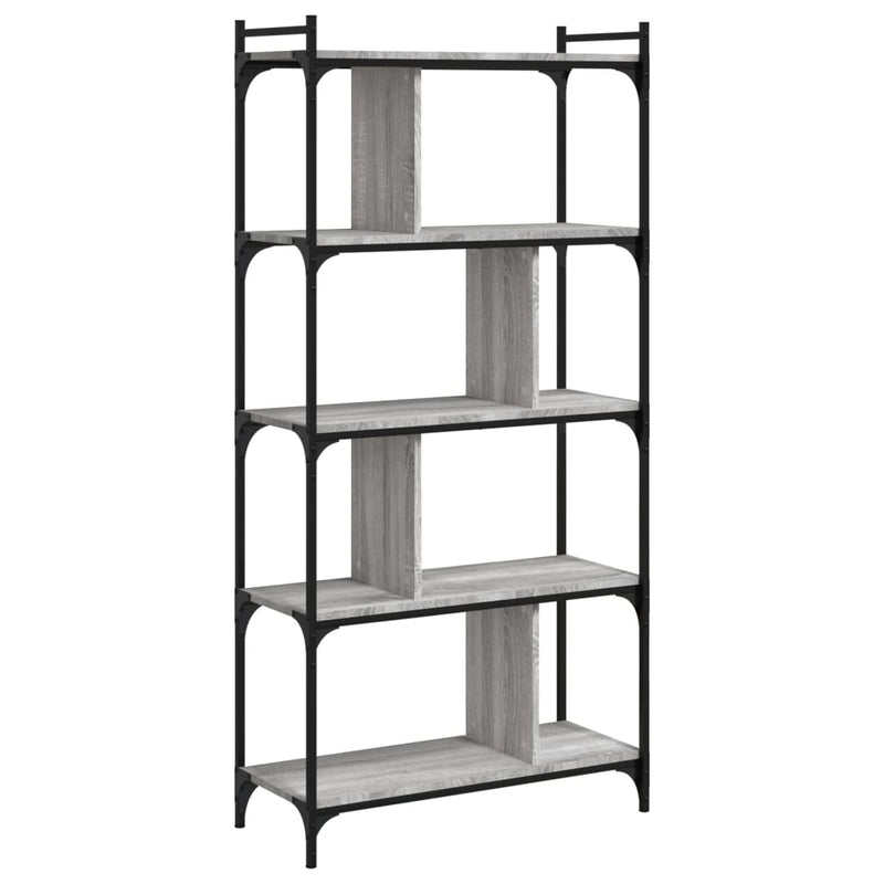 vidaXL 5 szintes szürke sonoma színű fa könyvespolc 76 x 32 x 158 cm