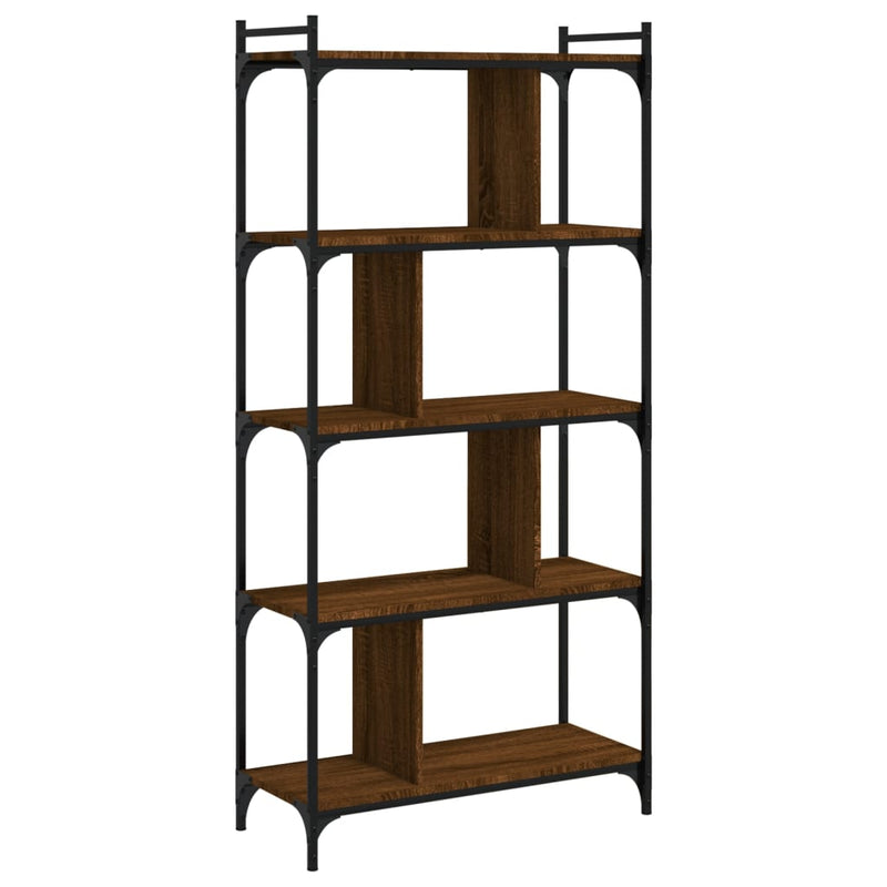 vidaXL 5 szintes barna tölgyszínű fa könyvespolc 76 x 32 x 158 cm