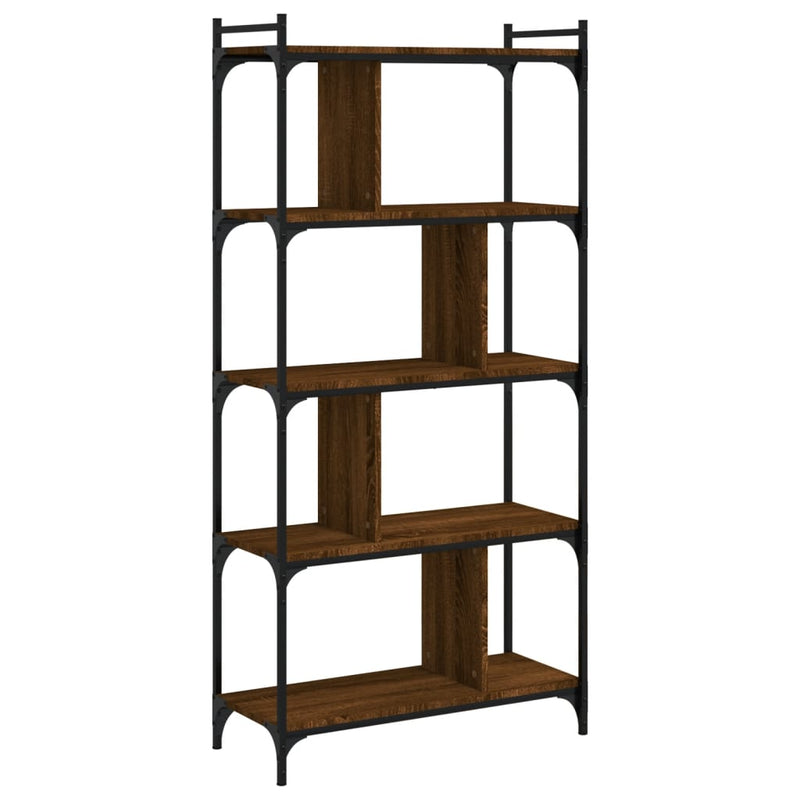 vidaXL 5 szintes barna tölgyszínű fa könyvespolc 76 x 32 x 158 cm