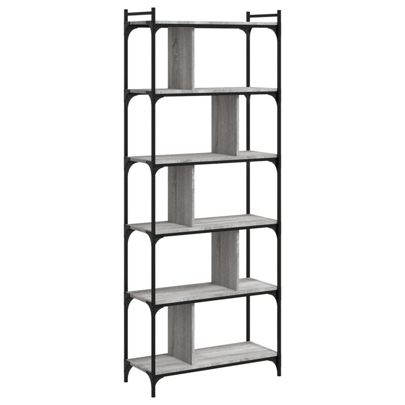 vidaXL 6 szintes szürke sonoma színű fa könyvespolc 76 x 32 x 192 cm
