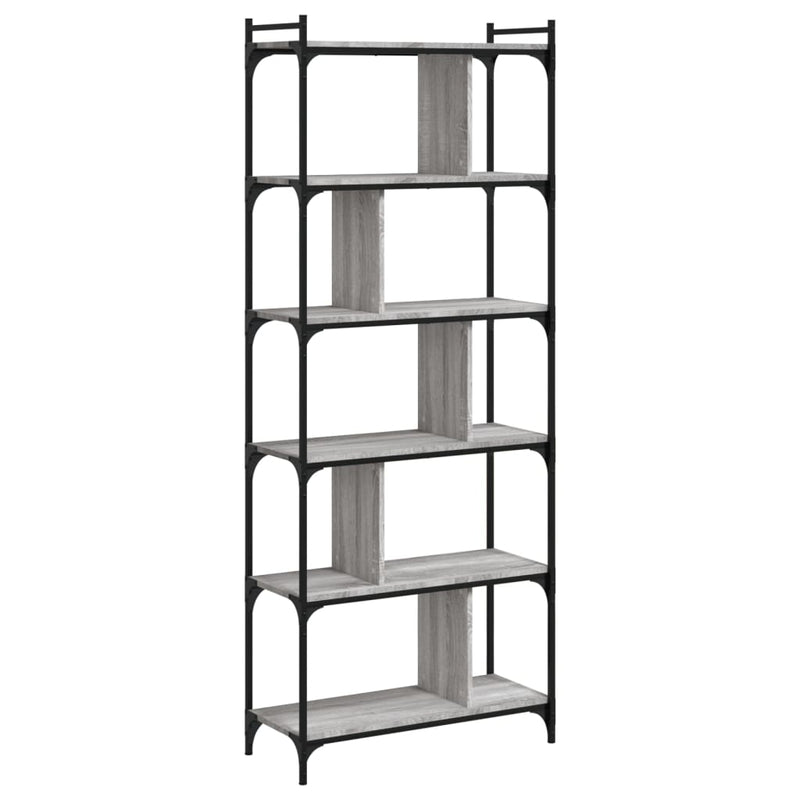 vidaXL 6 szintes szürke sonoma színű fa könyvespolc 76 x 32 x 192 cm