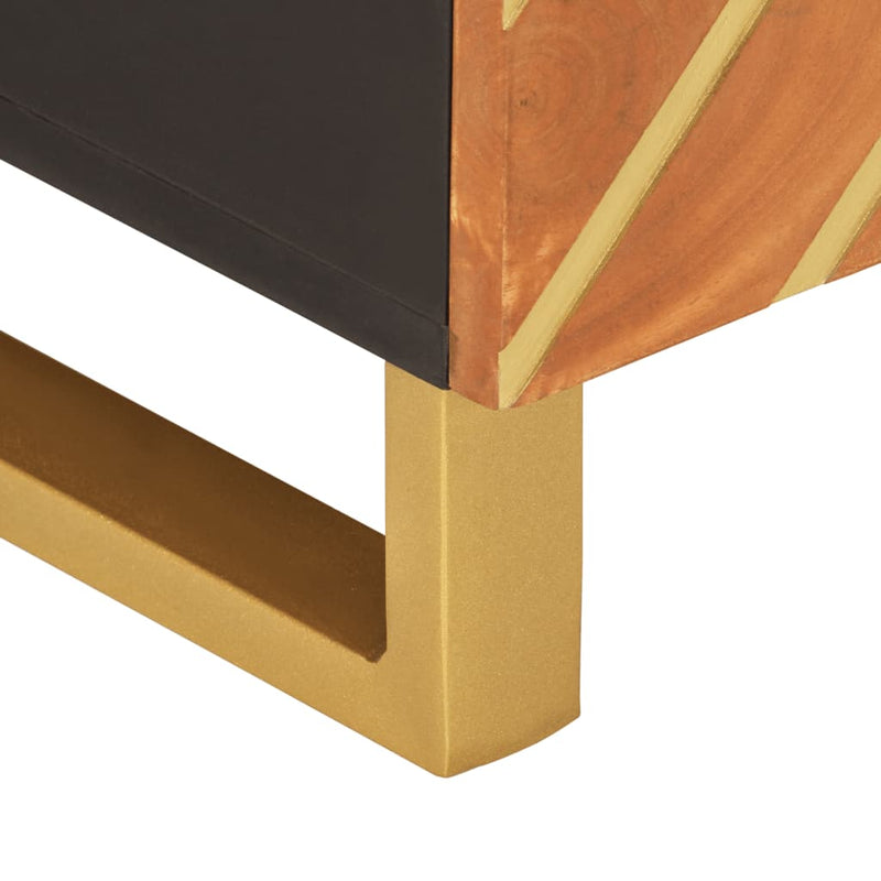 vidaXL barna és fekete tömör mangófa dohányzóasztal 80 x 50 x 40 cm