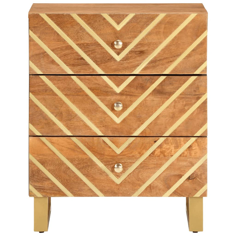 vidaXL barna és fekete tömör mangófa éjjeliszekrény 50x33x60 cm