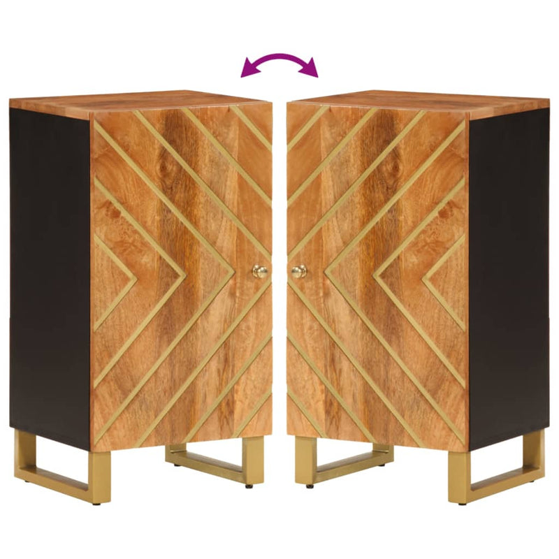 vidaXL barna és fekete tömör mangófa kisszekrény 40x33,5x75 cm