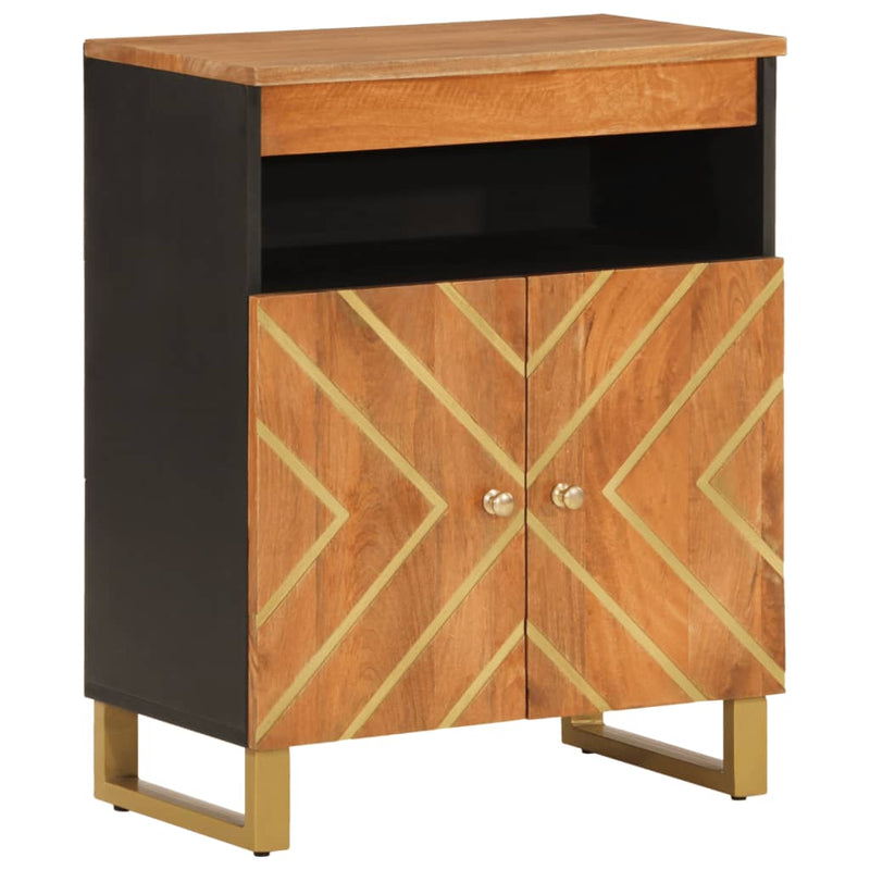 vidaXL barna és fekete tömör mangófa kisszekrény 60x33,5x75 cm