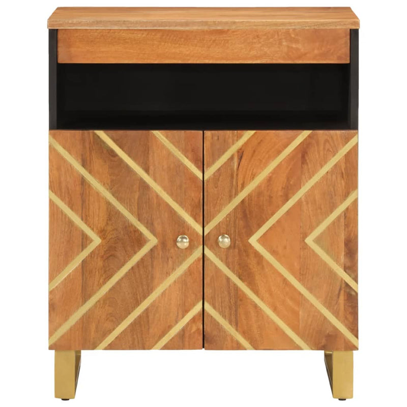 vidaXL barna és fekete tömör mangófa kisszekrény 60x33,5x75 cm