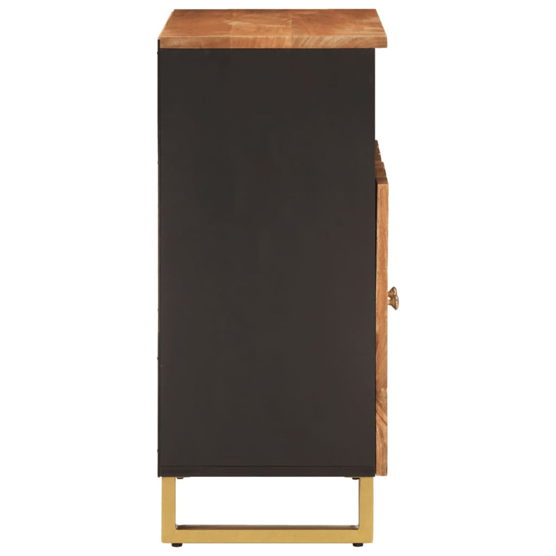 vidaXL barna és fekete tömör mangófa kisszekrény 60x33,5x75 cm