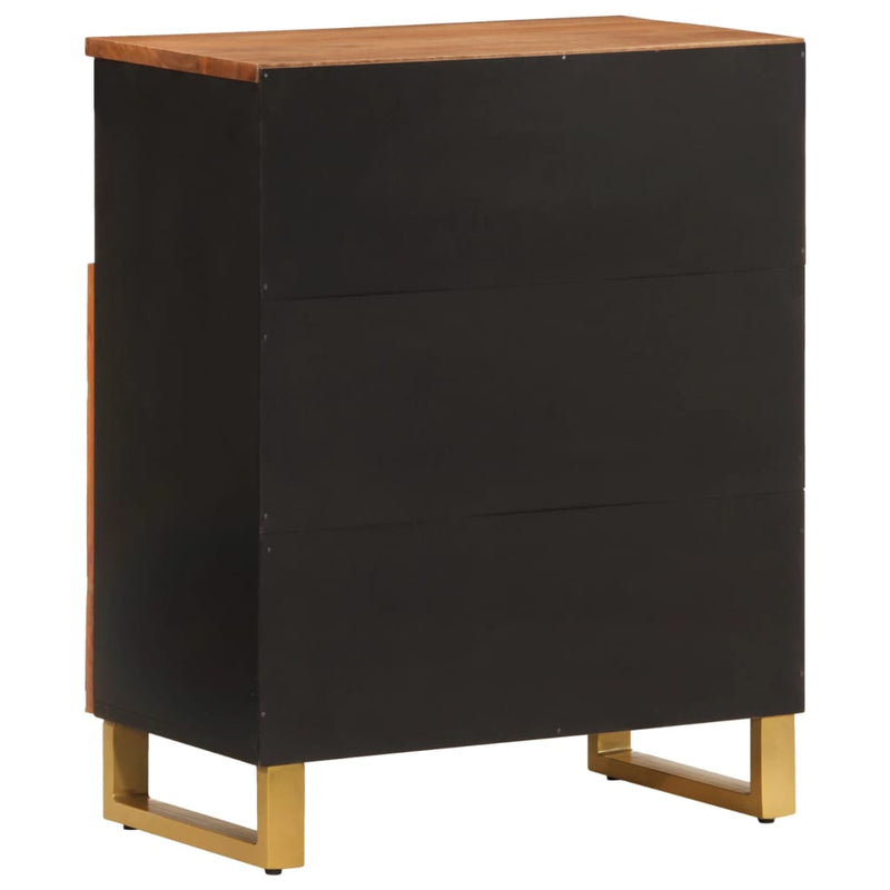 vidaXL barna és fekete tömör mangófa kisszekrény 60x33,5x75 cm