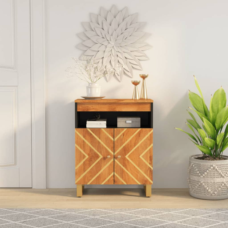 vidaXL barna és fekete tömör mangófa kisszekrény 60x33,5x75 cm