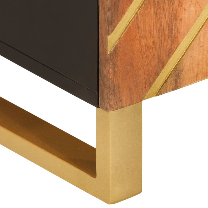 vidaXL barna és fekete tömör mangófa kisszekrény 60x33,5x75 cm