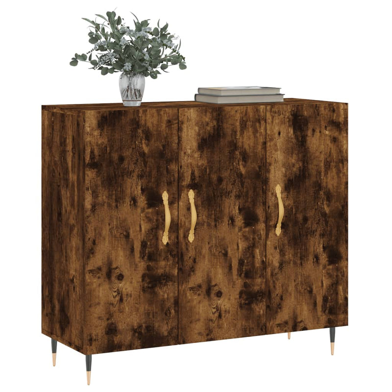 vidaXL füstös tölgy színű szerelt fa tálalószekrény 90 x 34 x 80 cm