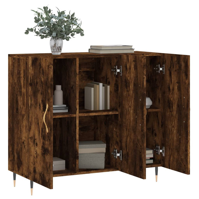 vidaXL füstös tölgy színű szerelt fa tálalószekrény 90 x 34 x 80 cm