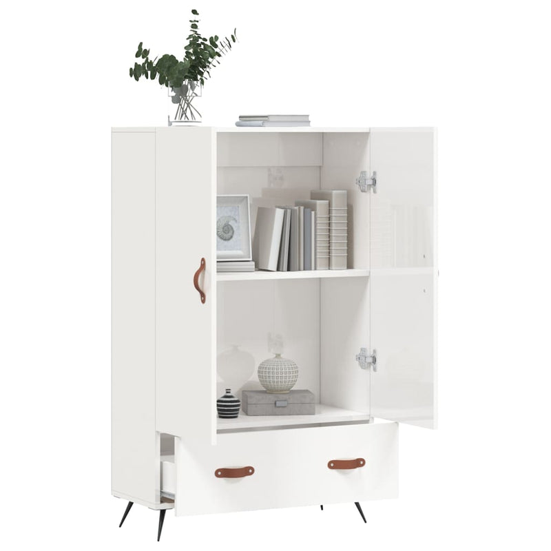 vidaXL magasfényű fehér szerelt fa magasszekrény 69,5 x 31 x 115 cm
