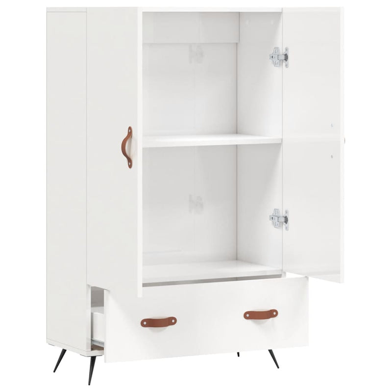 vidaXL magasfényű fehér szerelt fa magasszekrény 69,5 x 31 x 115 cm