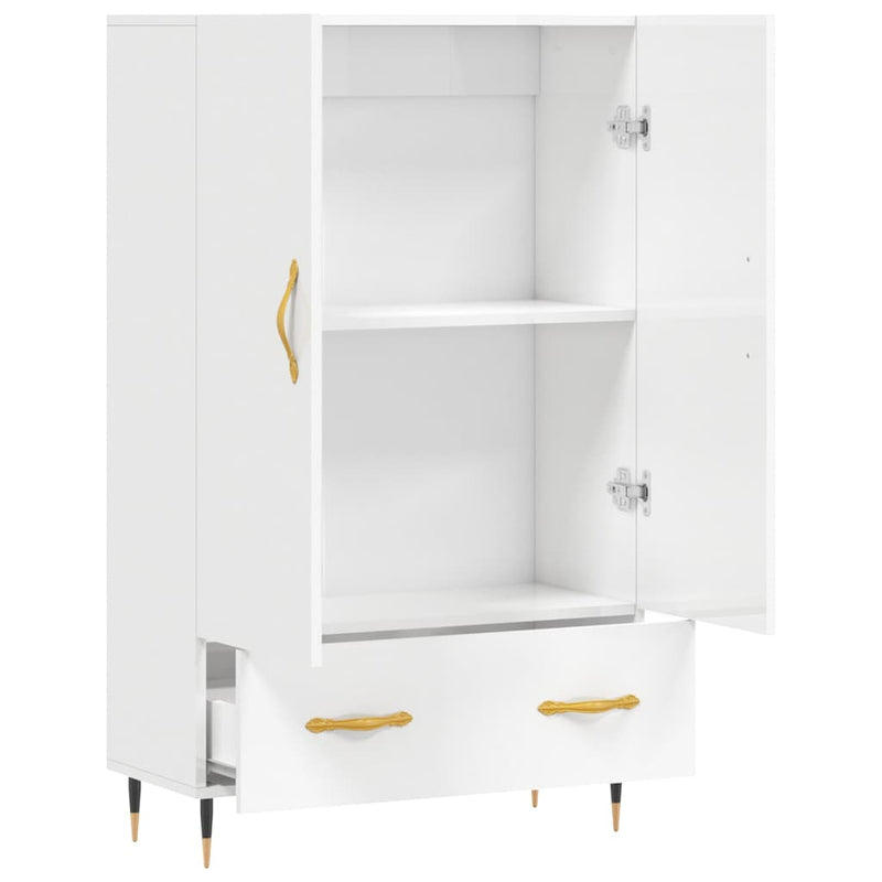 vidaXL magasfényű fehér szerelt fa magasszekrény 69,5 x 31 x 115 cm