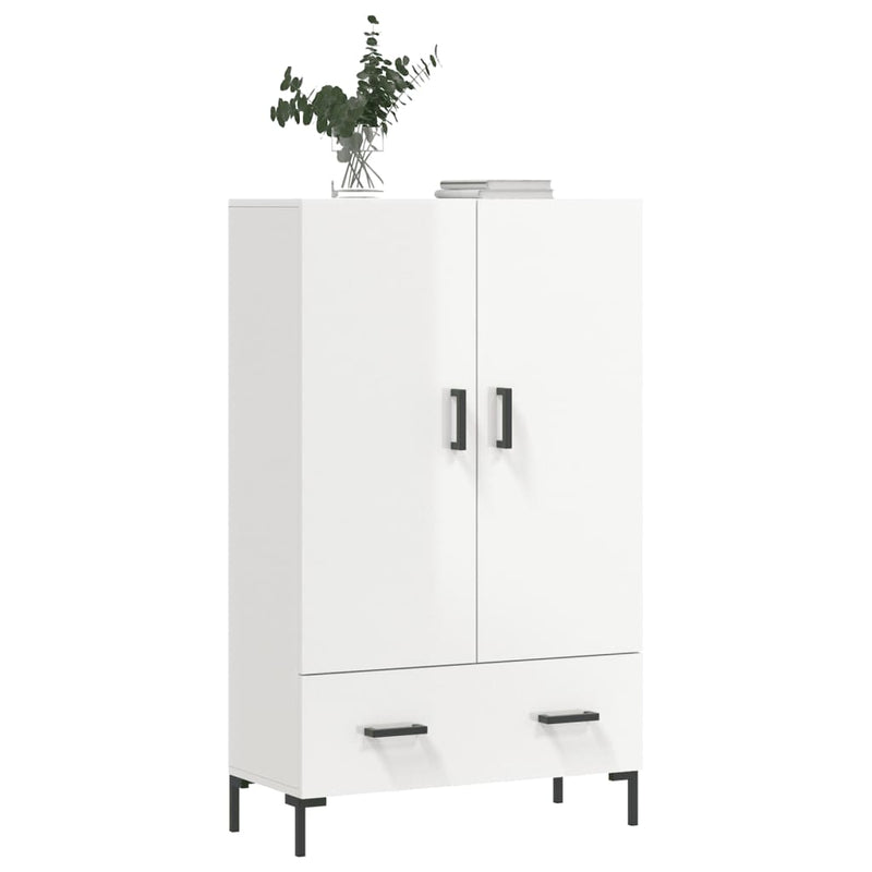 vidaXL magasfényű fehér szerelt fa magasszekrény 69,5 x 31 x 115 cm