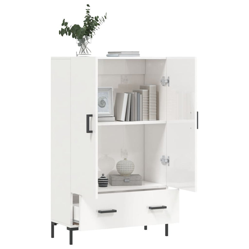 vidaXL magasfényű fehér szerelt fa magasszekrény 69,5 x 31 x 115 cm
