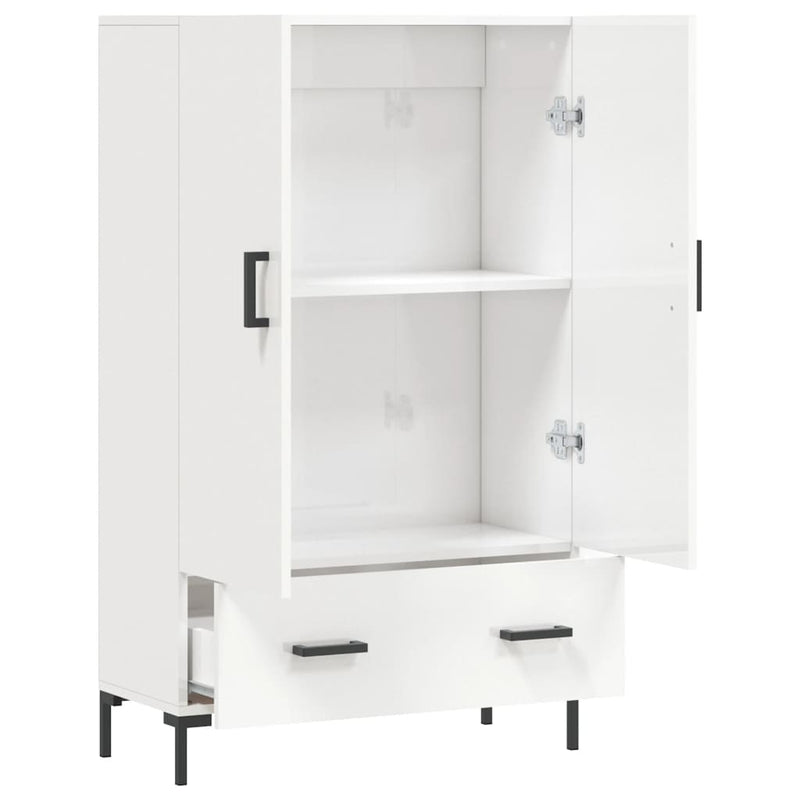 vidaXL magasfényű fehér szerelt fa magasszekrény 69,5 x 31 x 115 cm