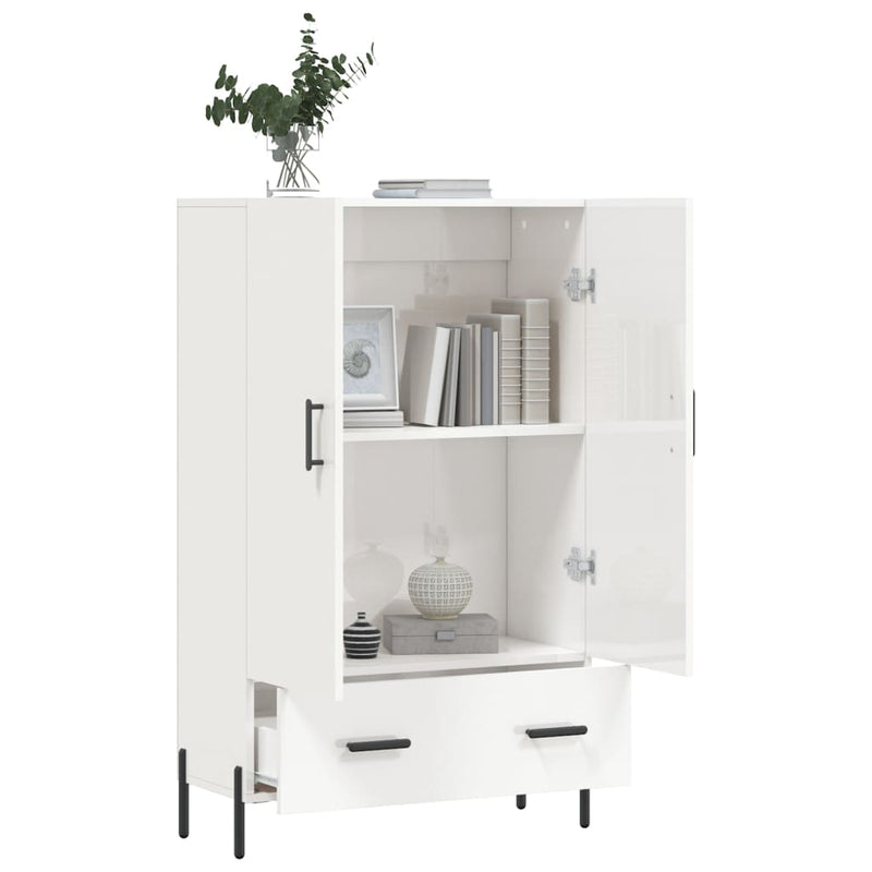 vidaXL magasfényű fehér szerelt fa magasszekrény 69,5 x 31 x 115 cm