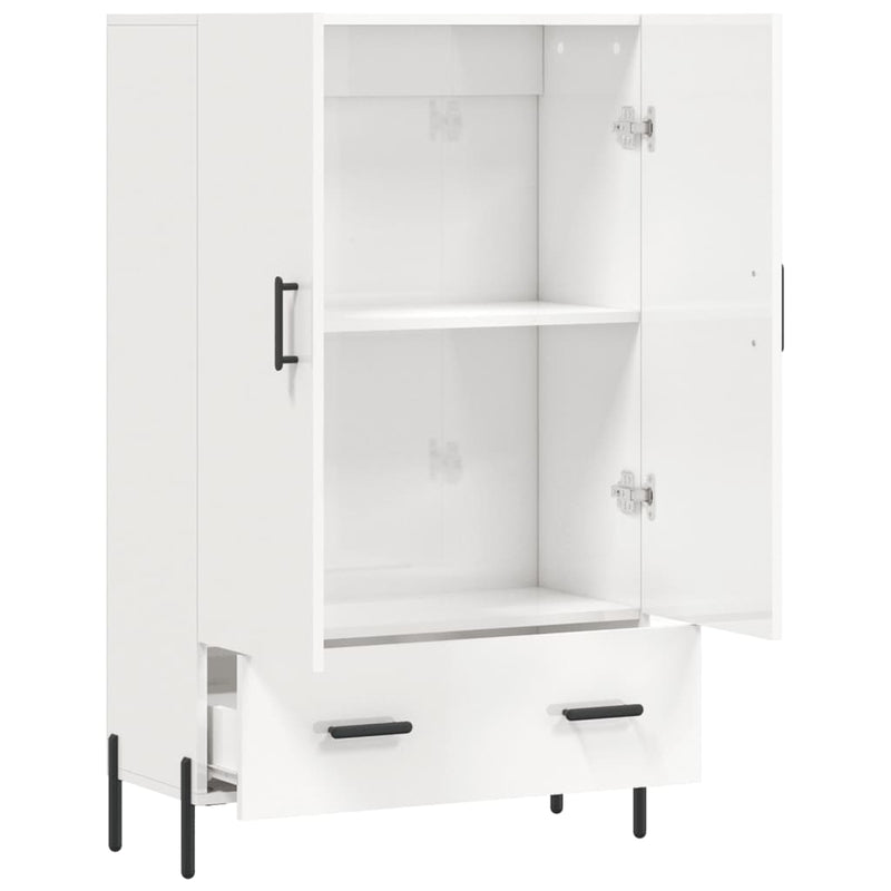 vidaXL magasfényű fehér szerelt fa magasszekrény 69,5 x 31 x 115 cm