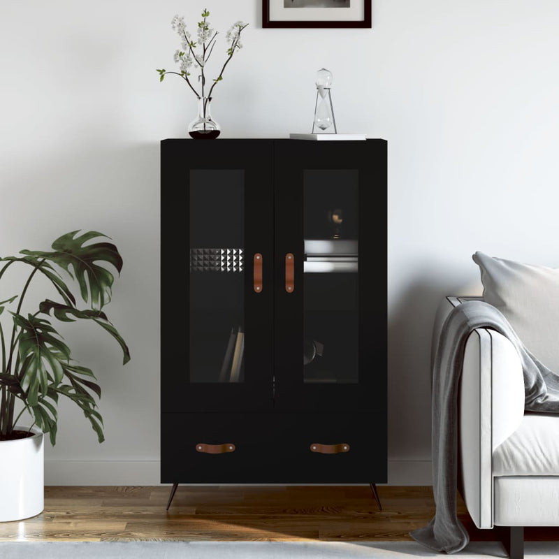 vidaXL fekete szerelt fa magasszekrény 69,5 x 31 x 115 cm