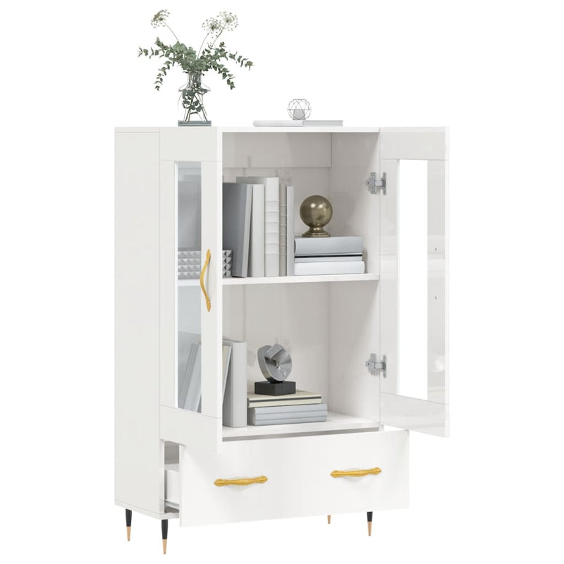 vidaXL magasfényű fehér szerelt fa magasszekrény 69,5 x 31 x 115 cm