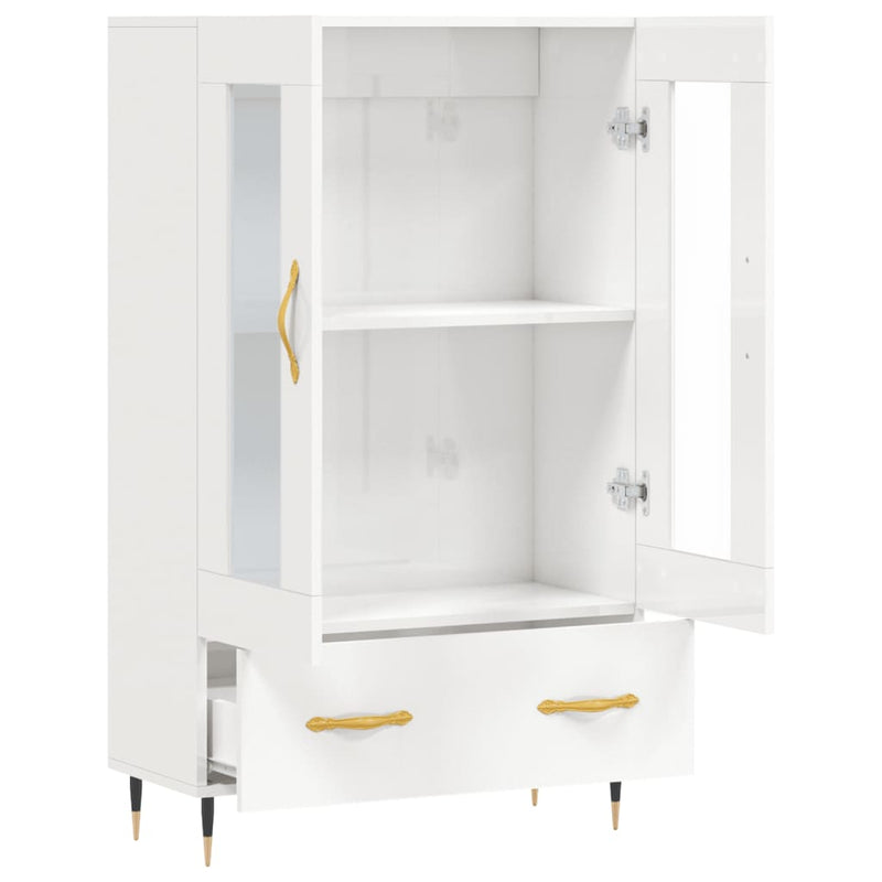 vidaXL magasfényű fehér szerelt fa magasszekrény 69,5 x 31 x 115 cm