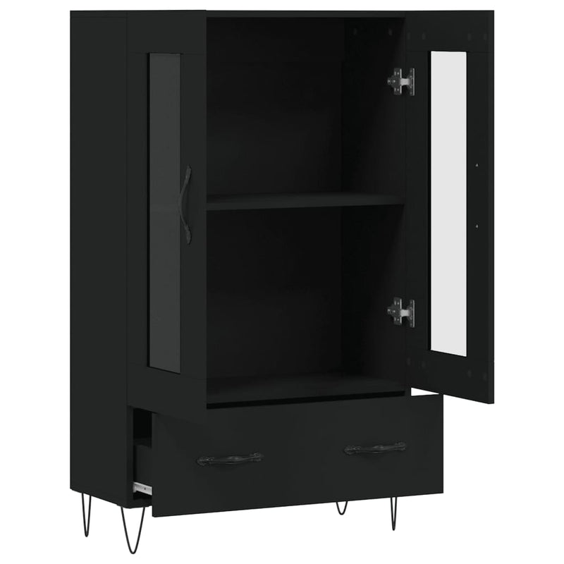 vidaXL fekete szerelt fa magasszekrény 69,5 x 31 x 115 cm