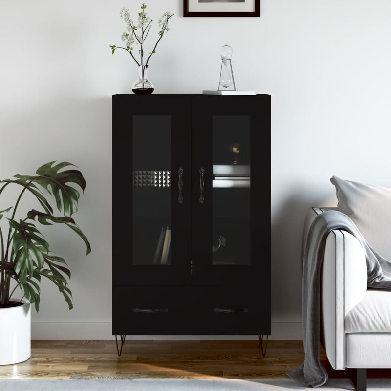 vidaXL fekete szerelt fa magasszekrény 69,5 x 31 x 115 cm